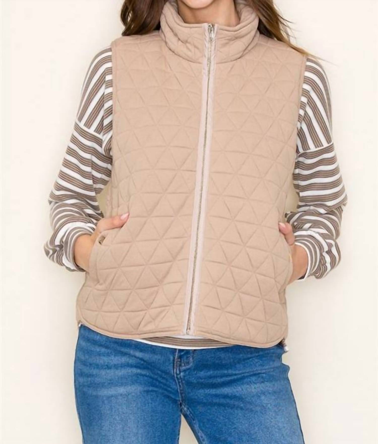 Staccato - Quilted Polar Collar Zip Up Padded Vest