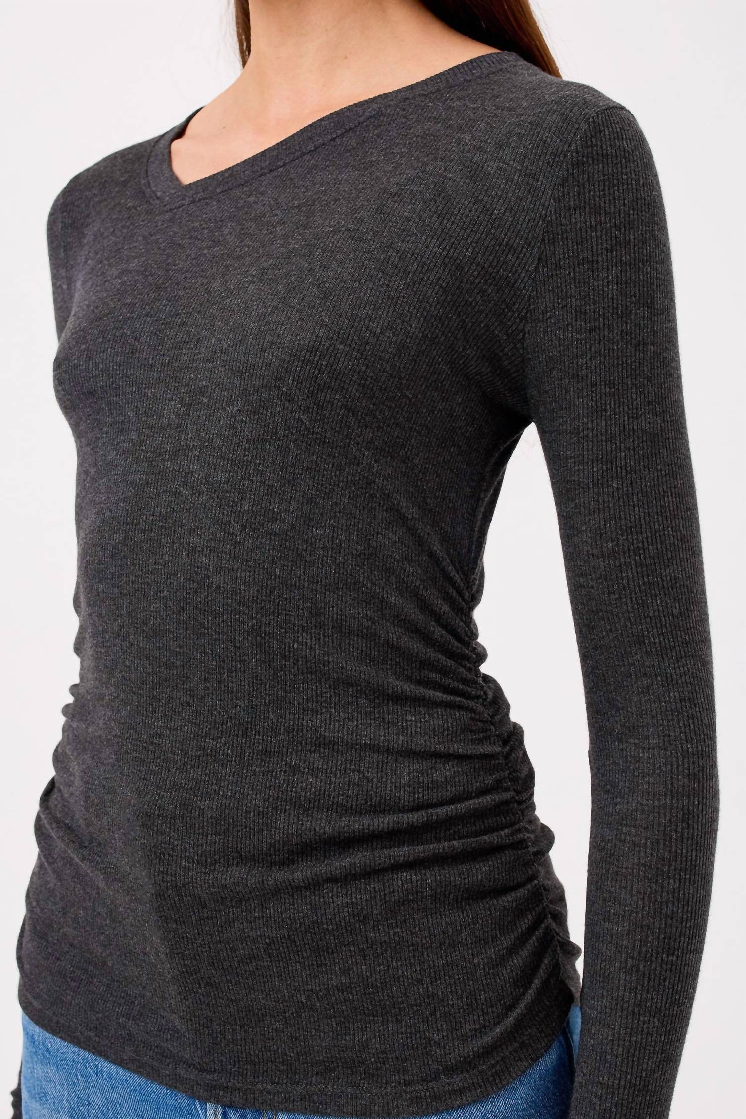 GOLDIE Margot Top in dark grey - women's long sleeve top - alternate view
