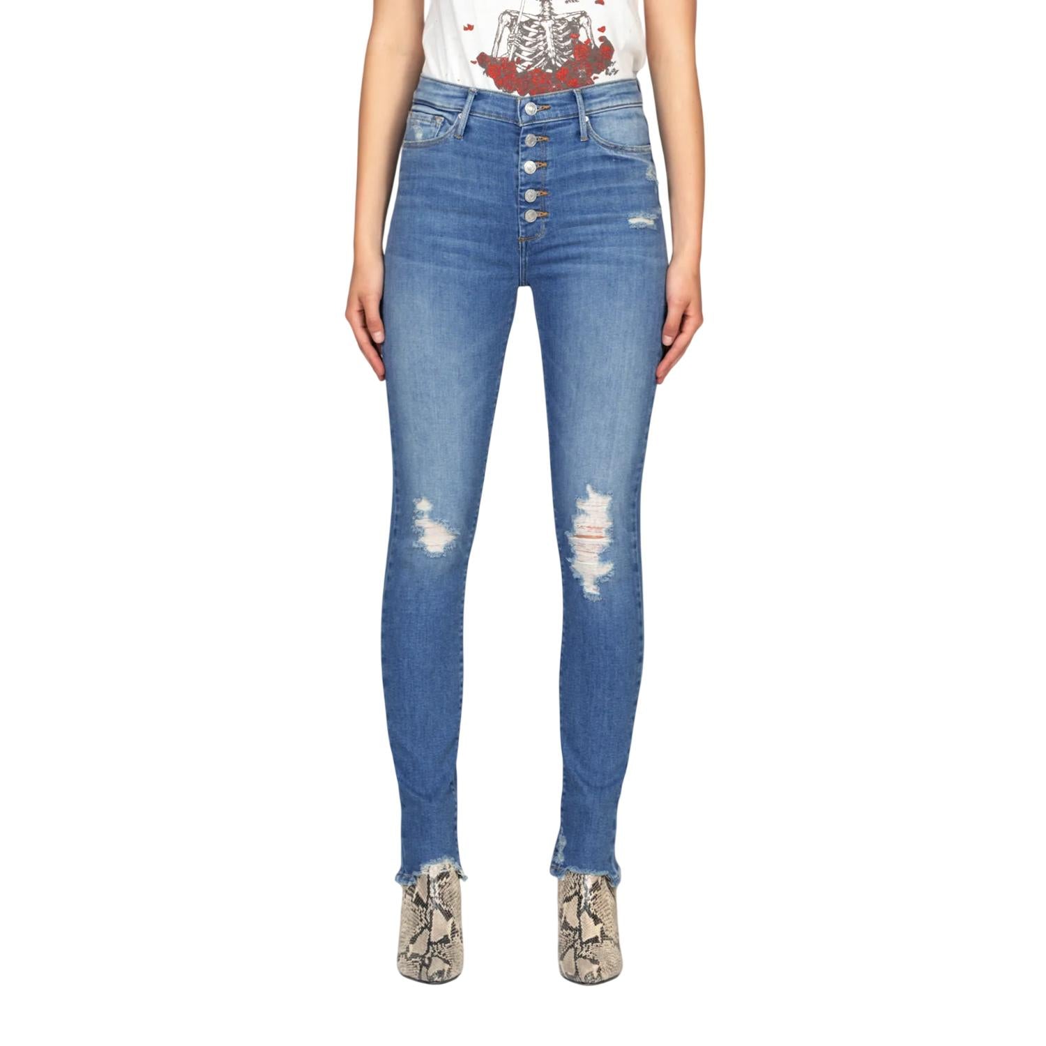 BLACK ORCHID Distressed High Rise Skinny Jeans in one call away - women's jeans