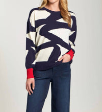 Apny - Graphic Print Crew Neck Knit Sweater