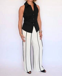 Vintage Havana - Earthy Linen Striped Pants