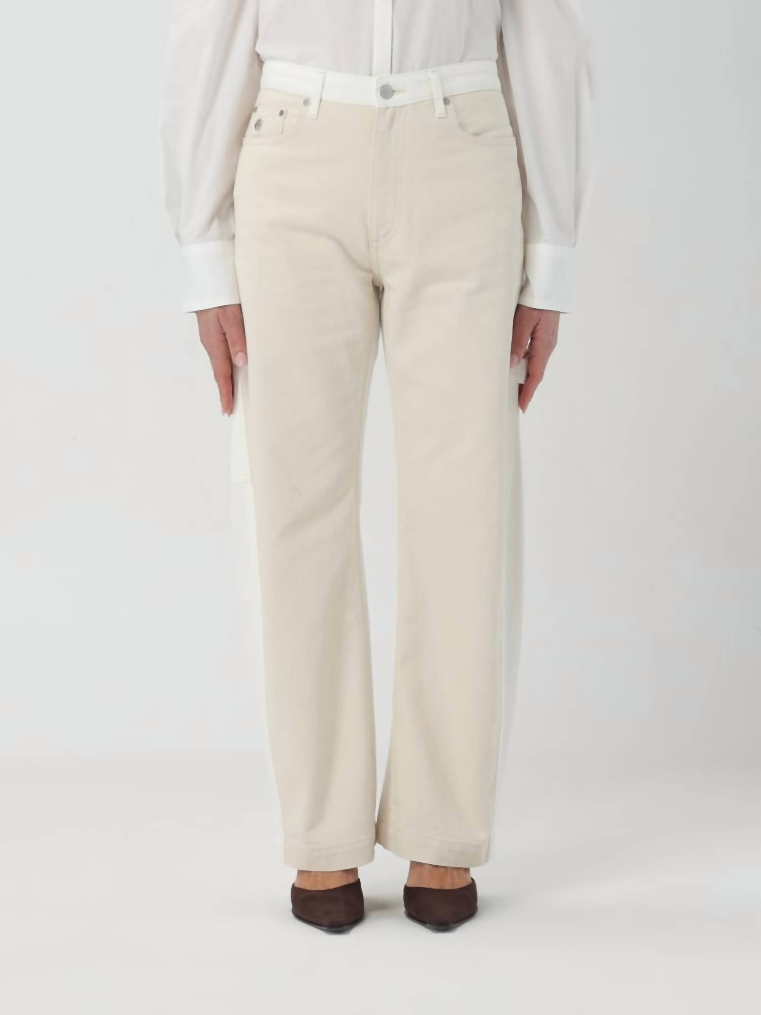 Stella McCartney Banana Leg Utility Jeans in ecru beige - women's jeans
