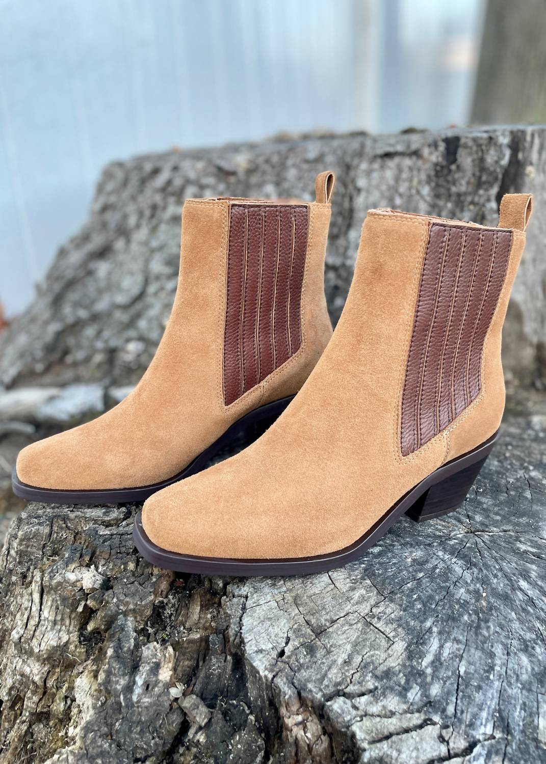 Vintage Havana Women's Suede Gore Heel Bootie in chestnut - women's shoe