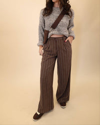 Z Supply Alma Pinstripe Wide Leg Pant in chocolate cherry 1 - women's pants
