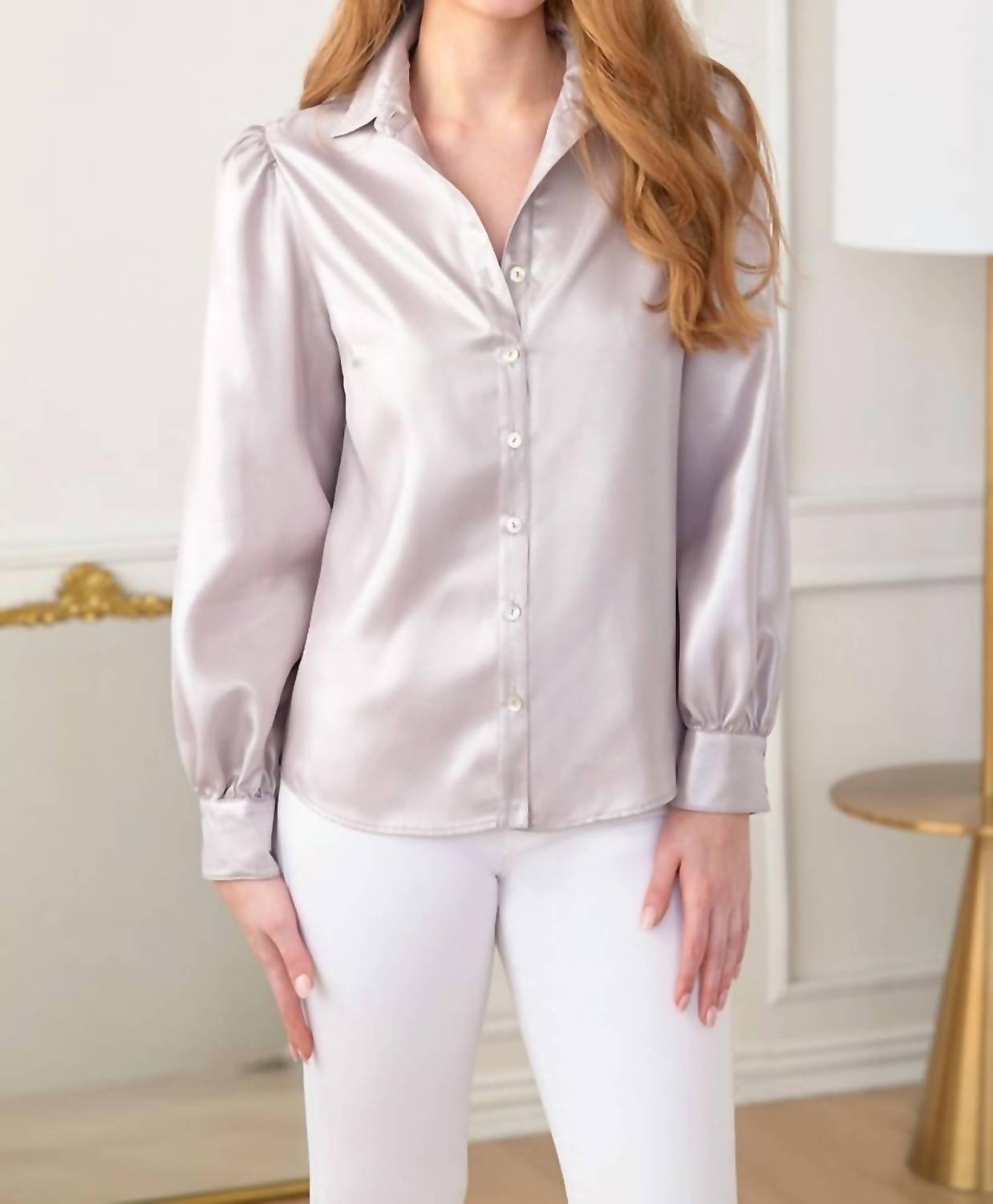 Finley Collette Blouse in liquid silver - women's shirt
