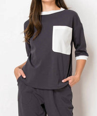 Joh - KALEY STRETCH COTTON COLORBLOCK TOP