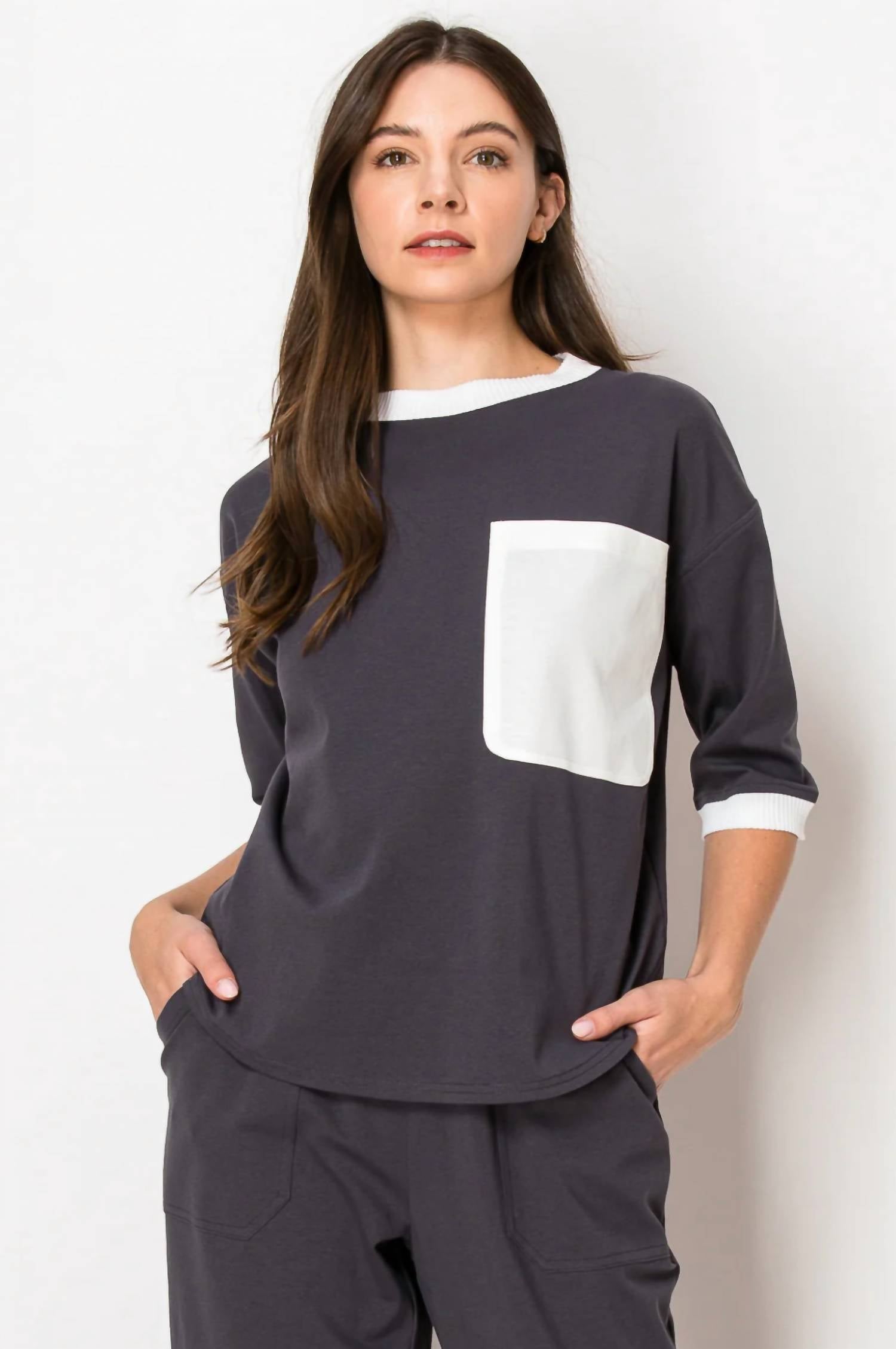 Joh - KALEY STRETCH COTTON COLORBLOCK TOP