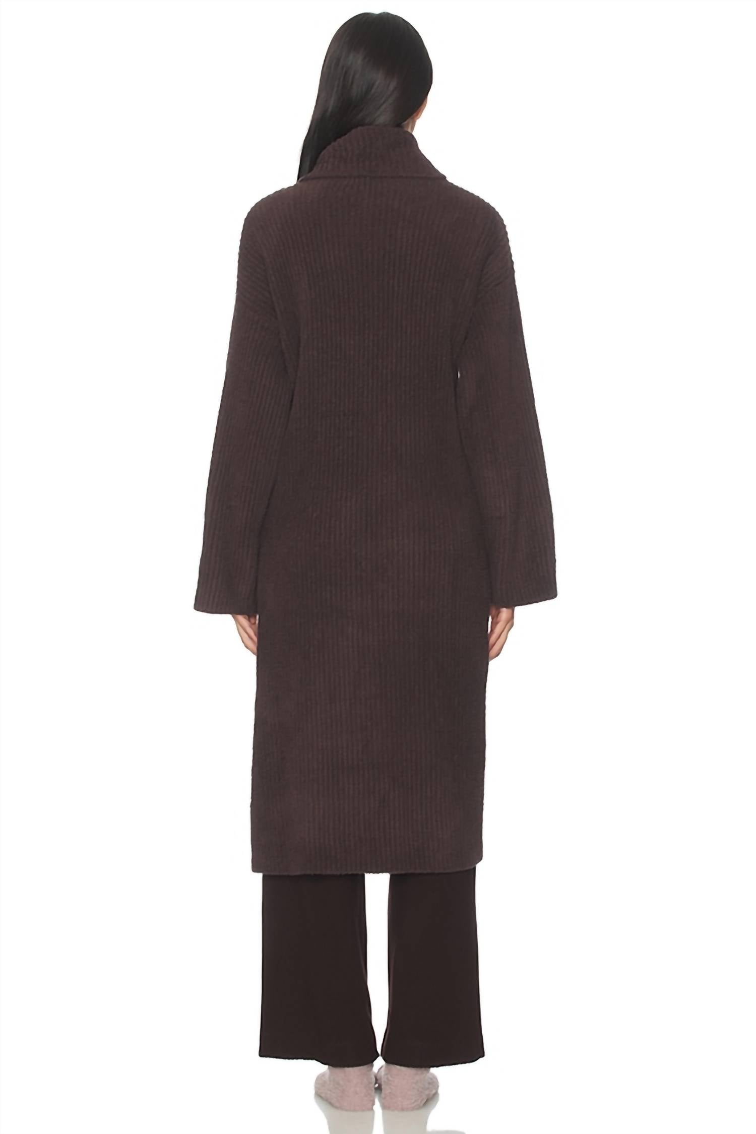 BAREFOOT DREAMS Cozychic Cotton Rib Long Coat in umber - women's jacket - alternate view