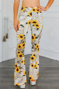 Surelymine - Sunflower Love Letter Buttery Soft Bell Bottom Pant