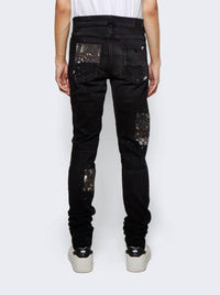 Amiri Artpatch Paint Checker Jeans in aged black - men's jeans - detail view
