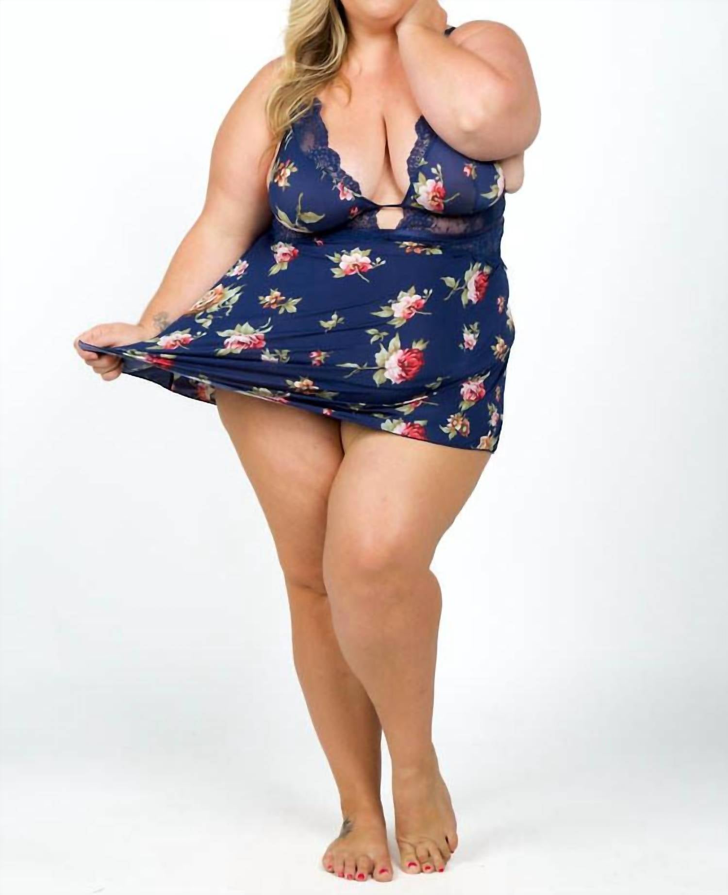Oh La La Cheri - Naeva & Lace Babydoll Dress - Plus