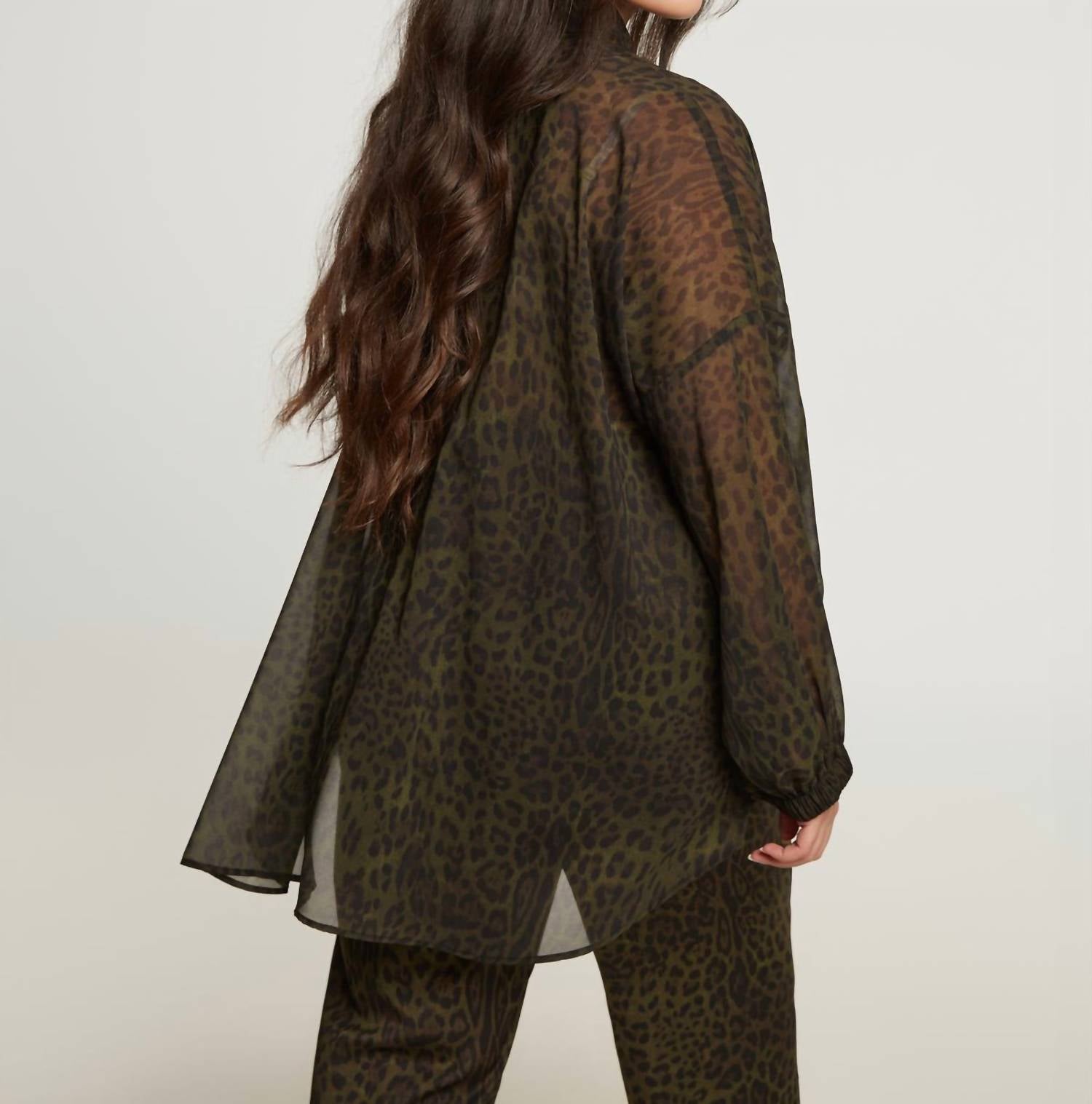 Mat Fashion - Sheer Leopard Button Up Shirt