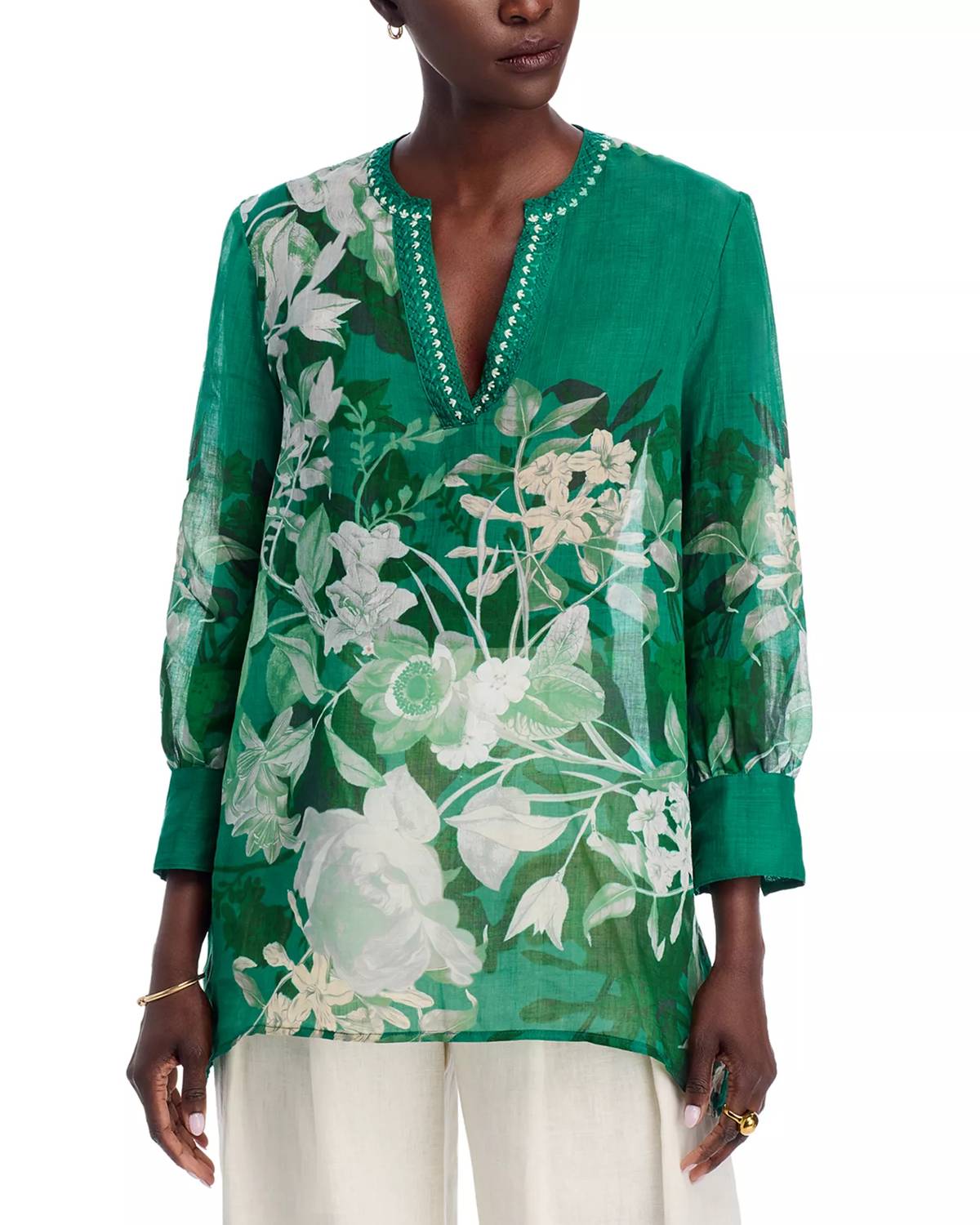 Johnny Was Henley Voyager Tunic in ezze - women's shirt