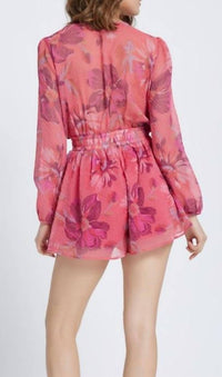 Meet Me In Santorini - Tie Neck Long Sleeve Romper
