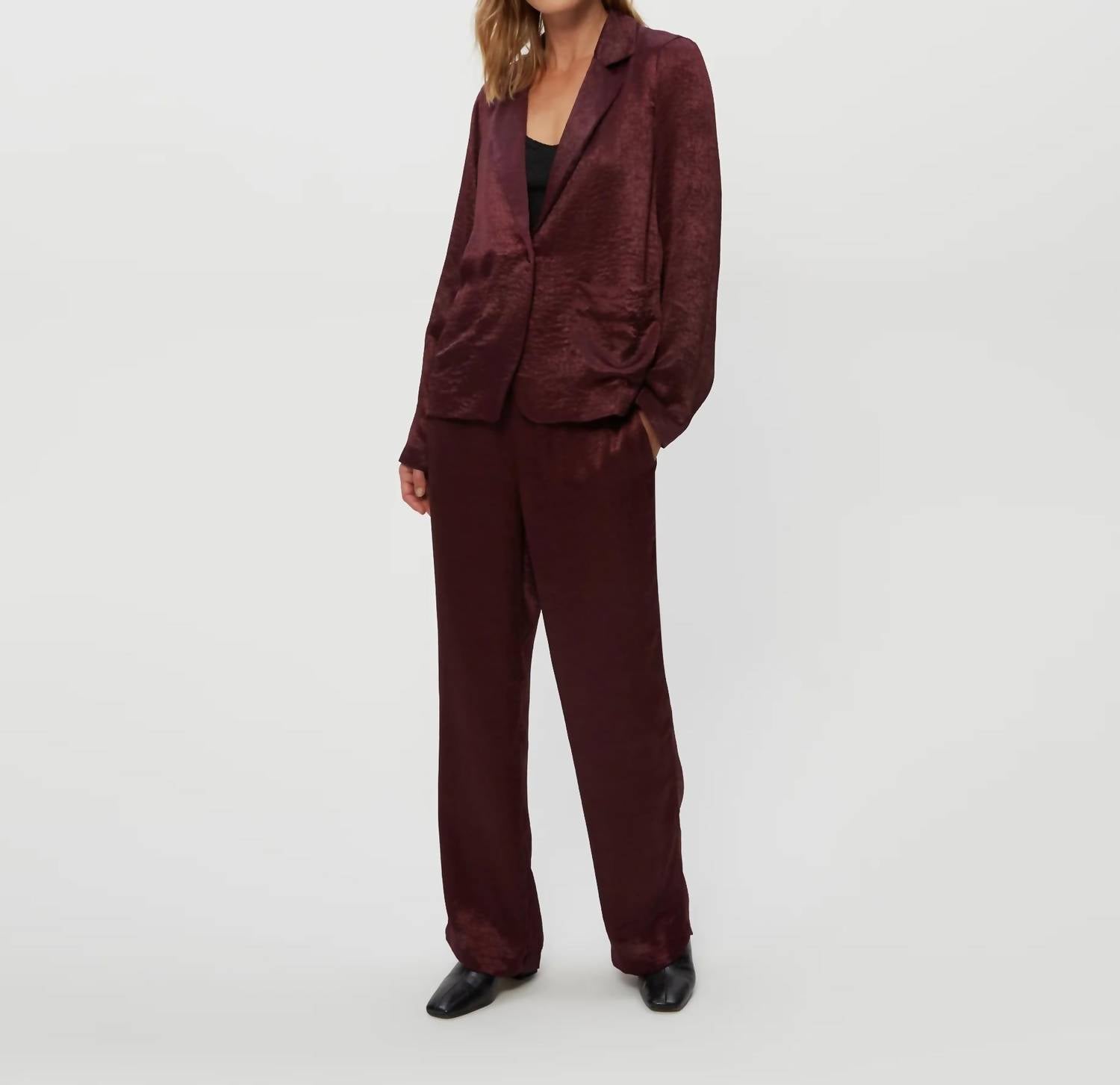 Michael Stars Paula Long Sleeve Blazer in red - women's jacket - detail view