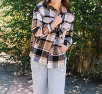 Sweet Generis Crystal Shacket in brown - women's jacket - alternate view