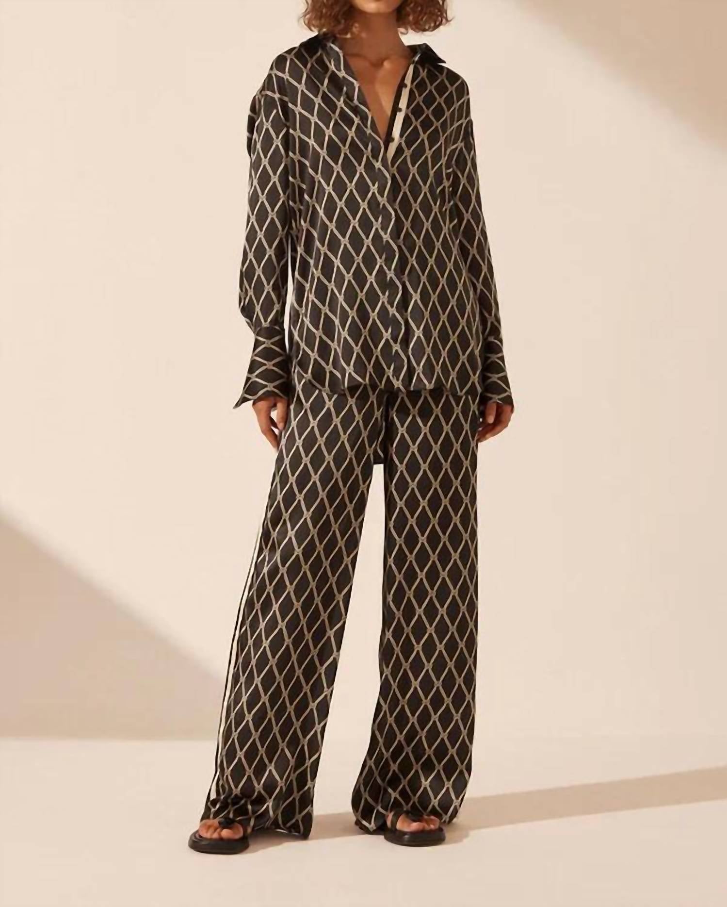 Shona Joy - Silk Contrast Relaxed Shirt