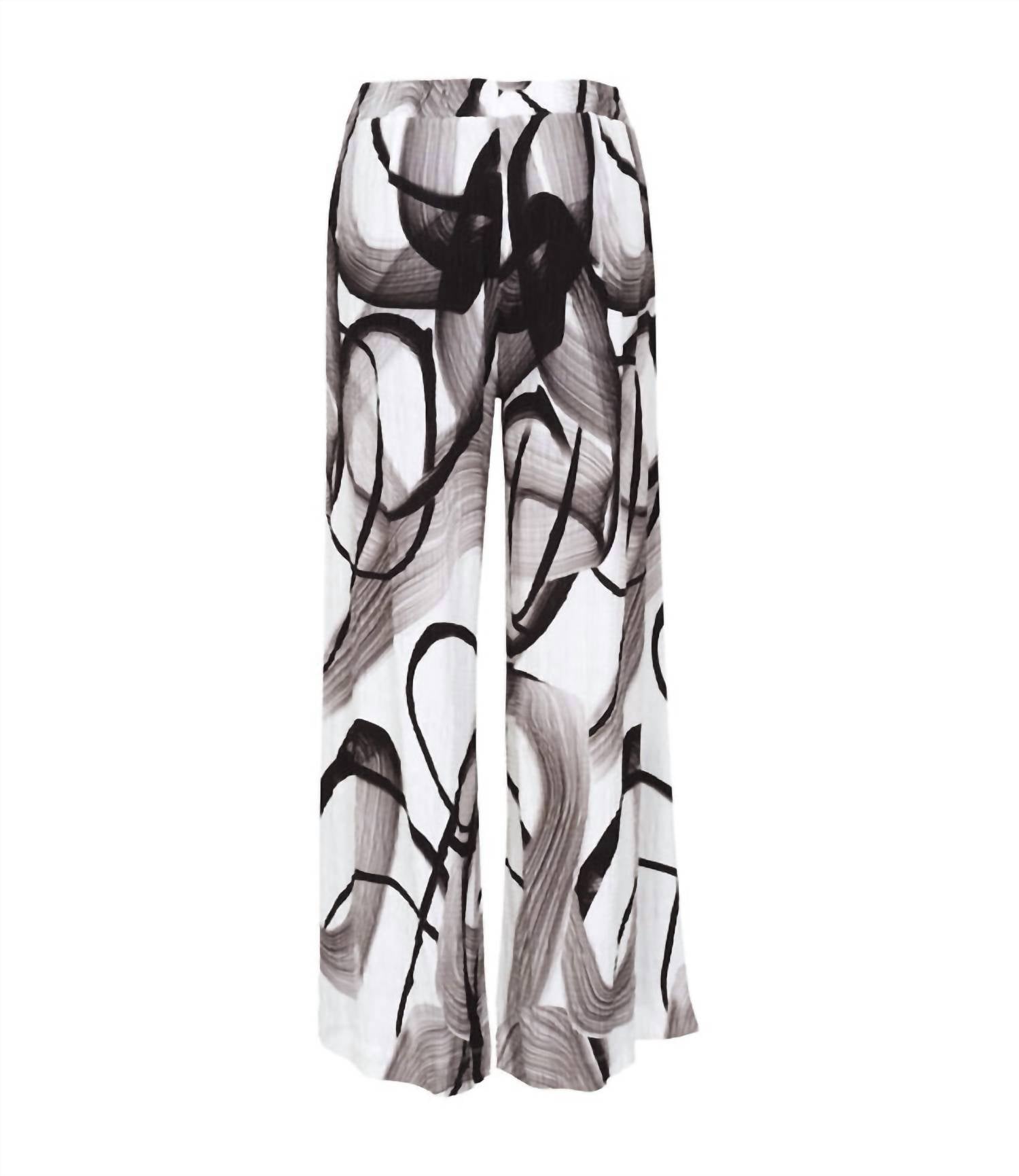 DOLCEZZA Women's Swirl Print Pants in black white - women's pants - alternate view