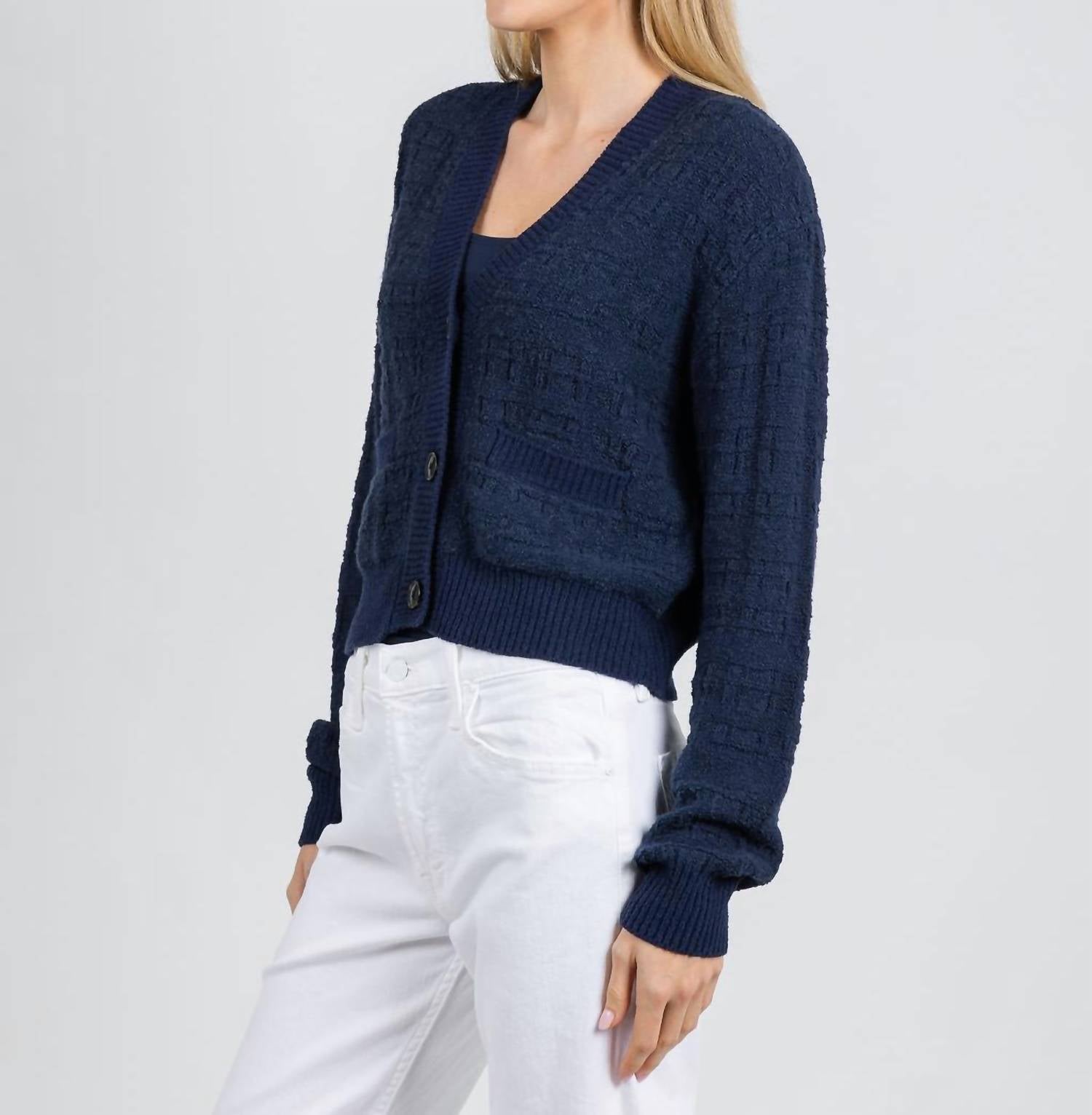 White + Warren - Textured Boucle Cardigan