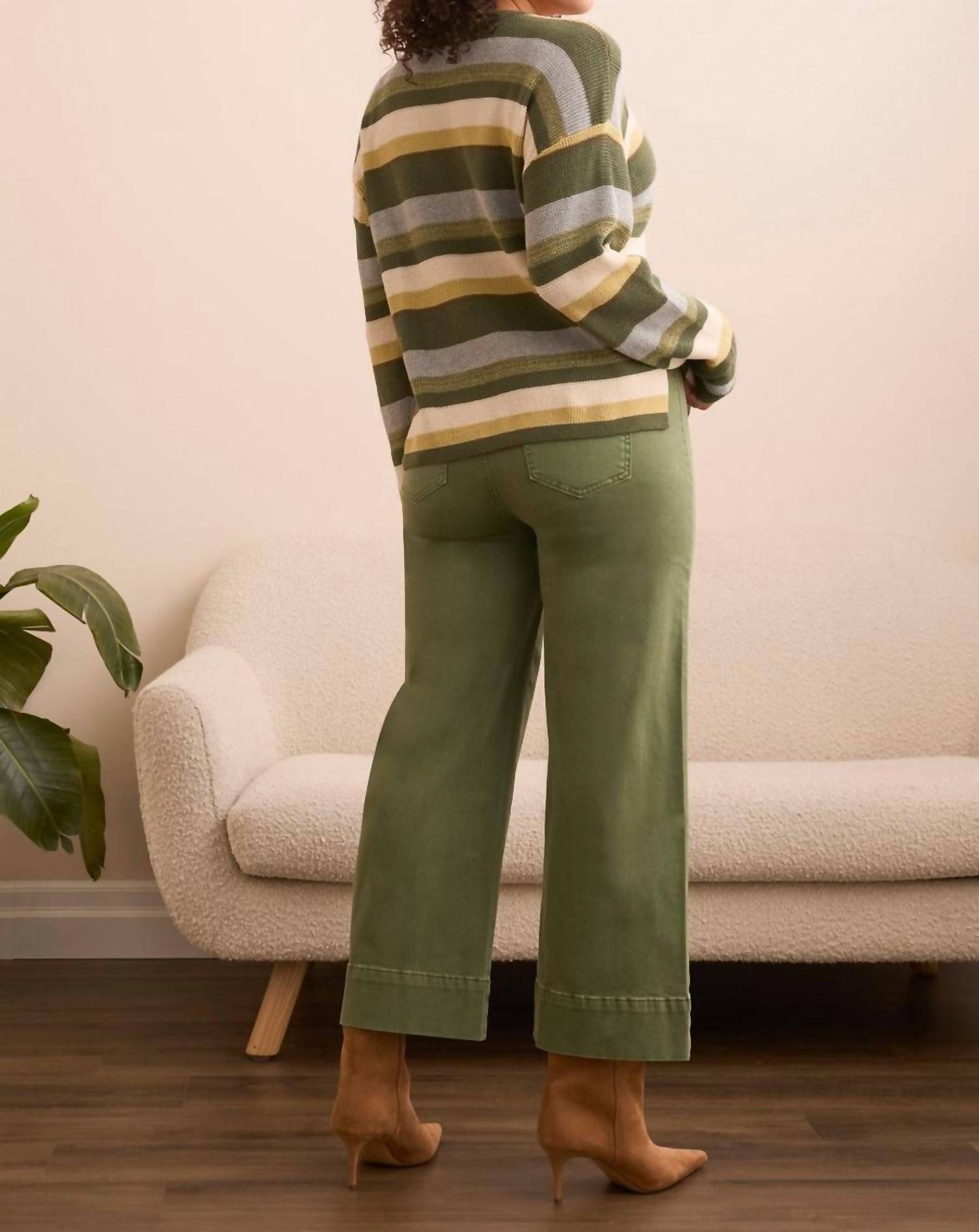 Tribal - Combed Cotton U-neck Waffle Sweater