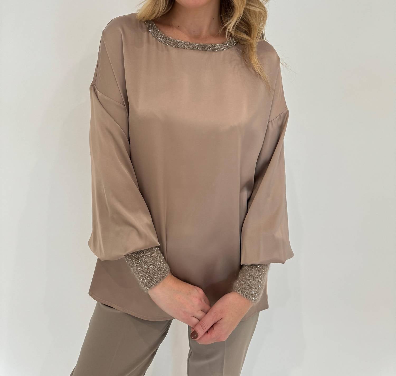 D.Exterior - Puff Sleeve Mini Sequin Top