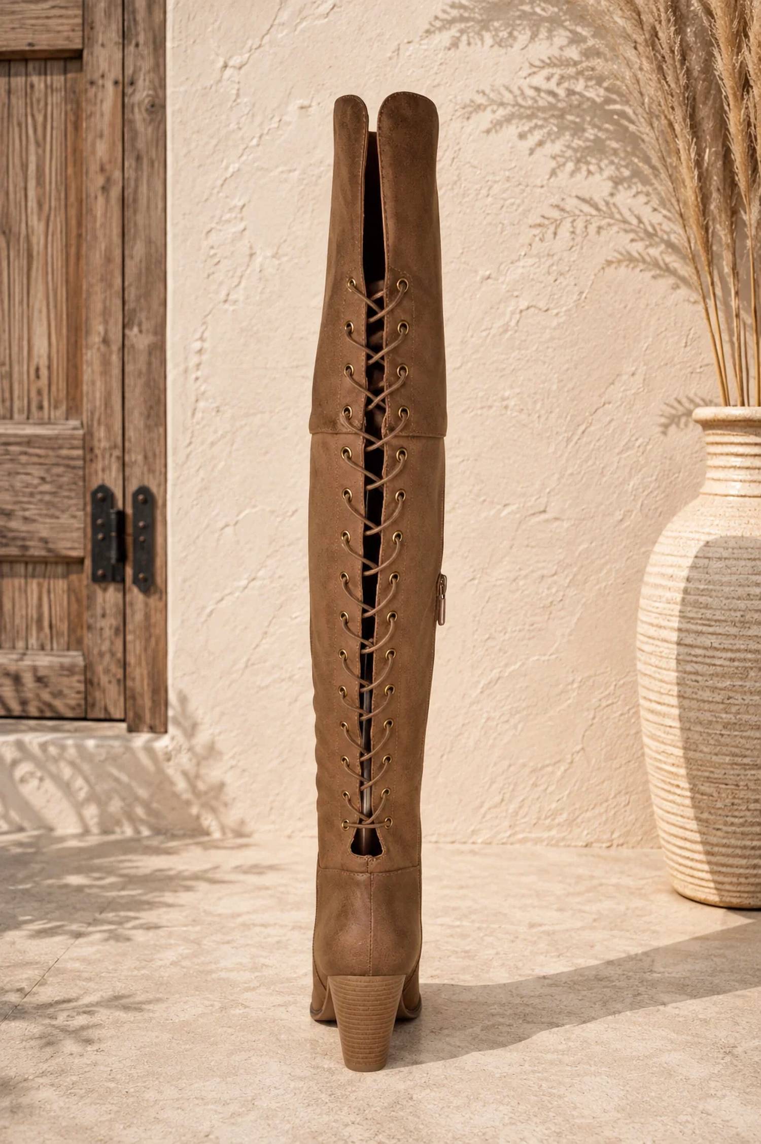 Surelymine - Women's Convertible Lace-up Knee-high And Thigh-high Boots