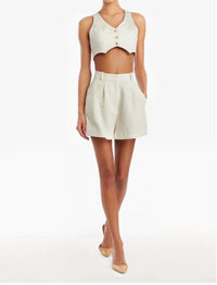 Amanda Uprichard Ethan Crop Vest in beige - women's shirt