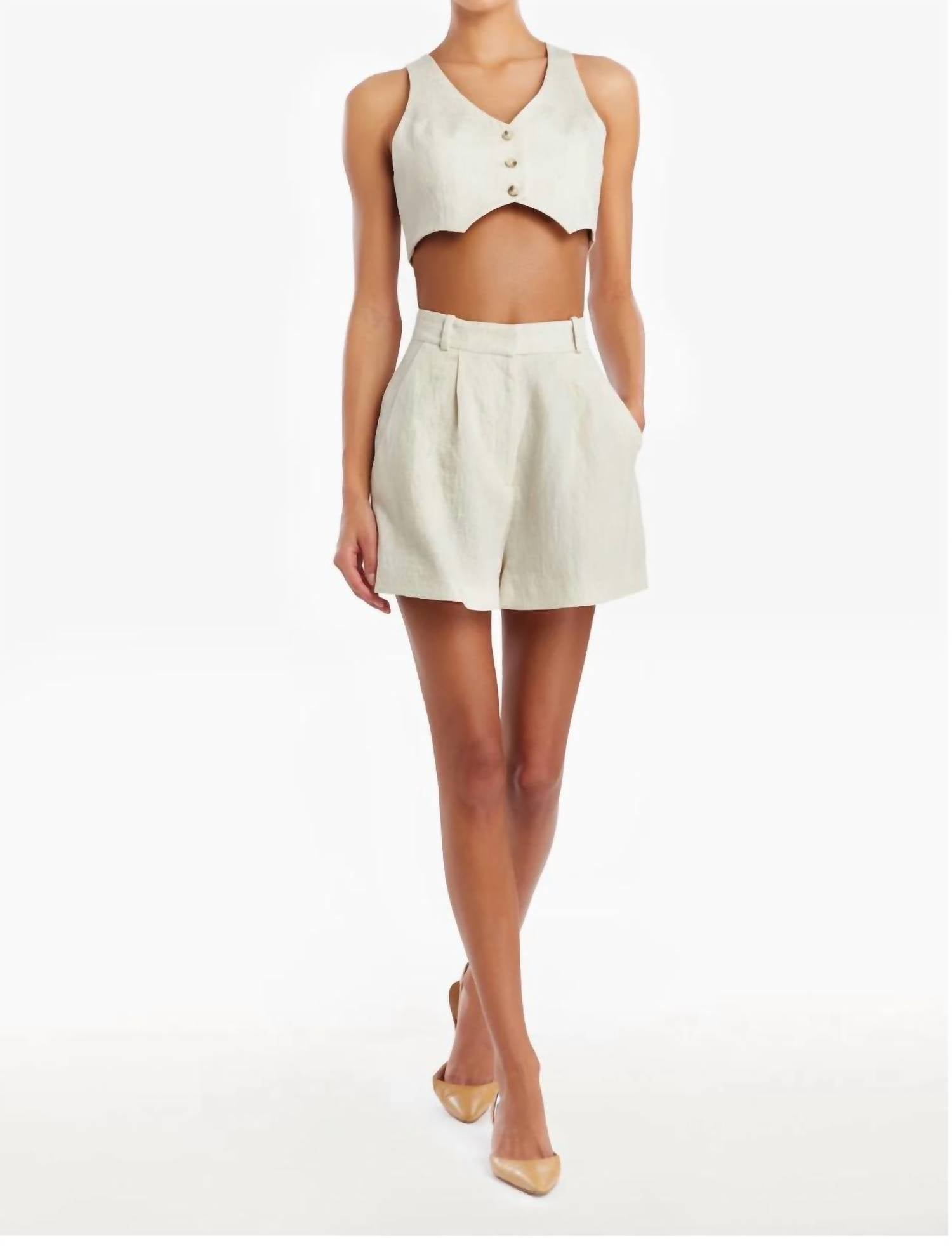 Amanda Uprichard Ethan Crop Vest in beige - women's shirt