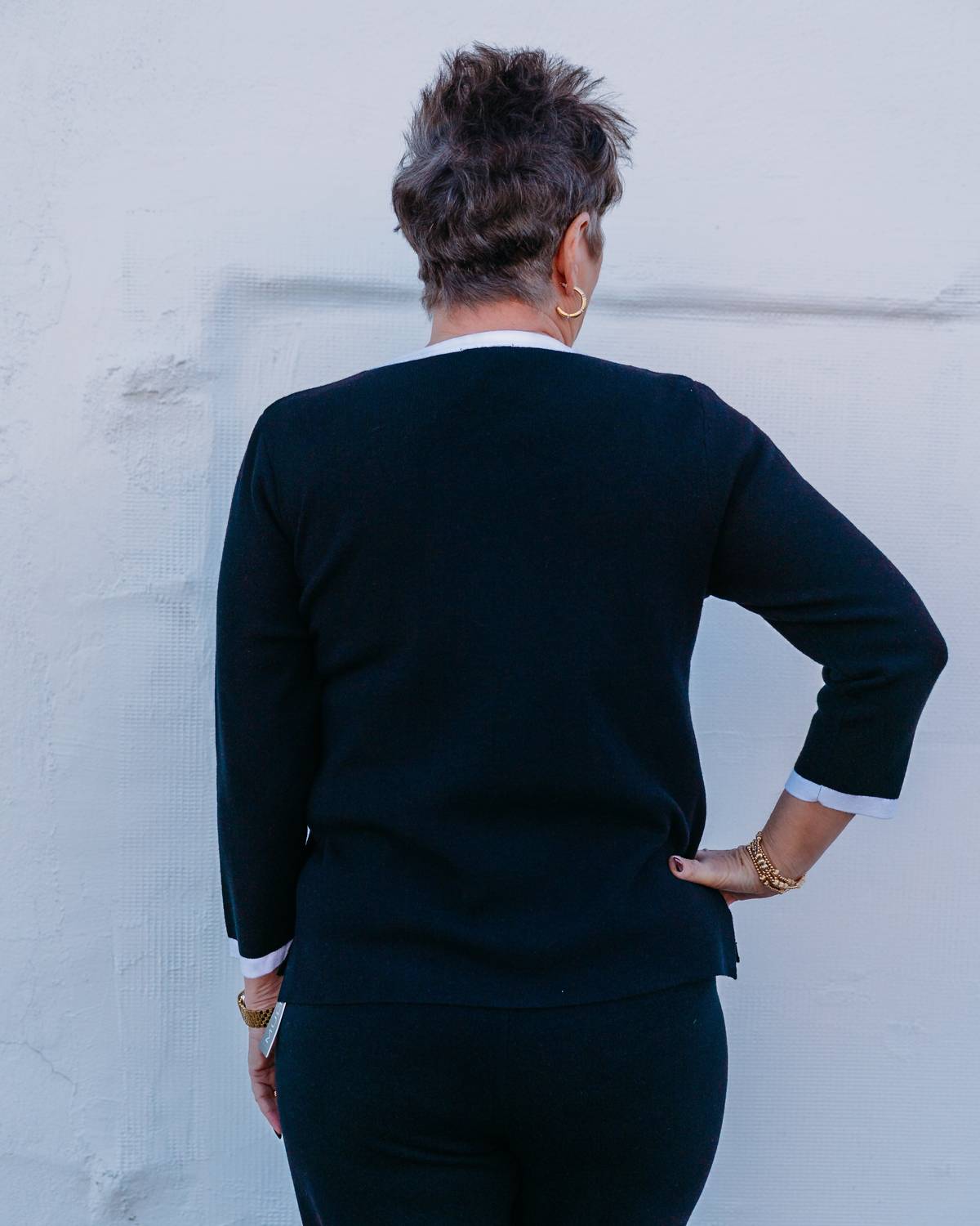Multiples - Faux Button Front Jacket Sweater