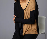 Angel Apparel - Two Tone V-Neck Top