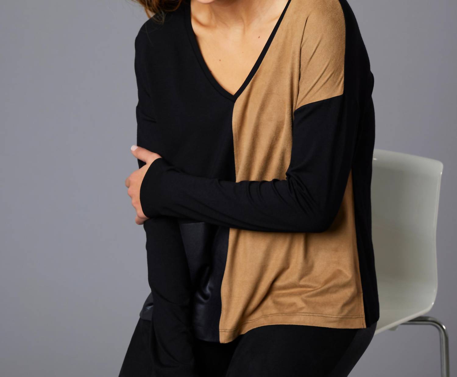 Angel Apparel - Two Tone V-Neck Top