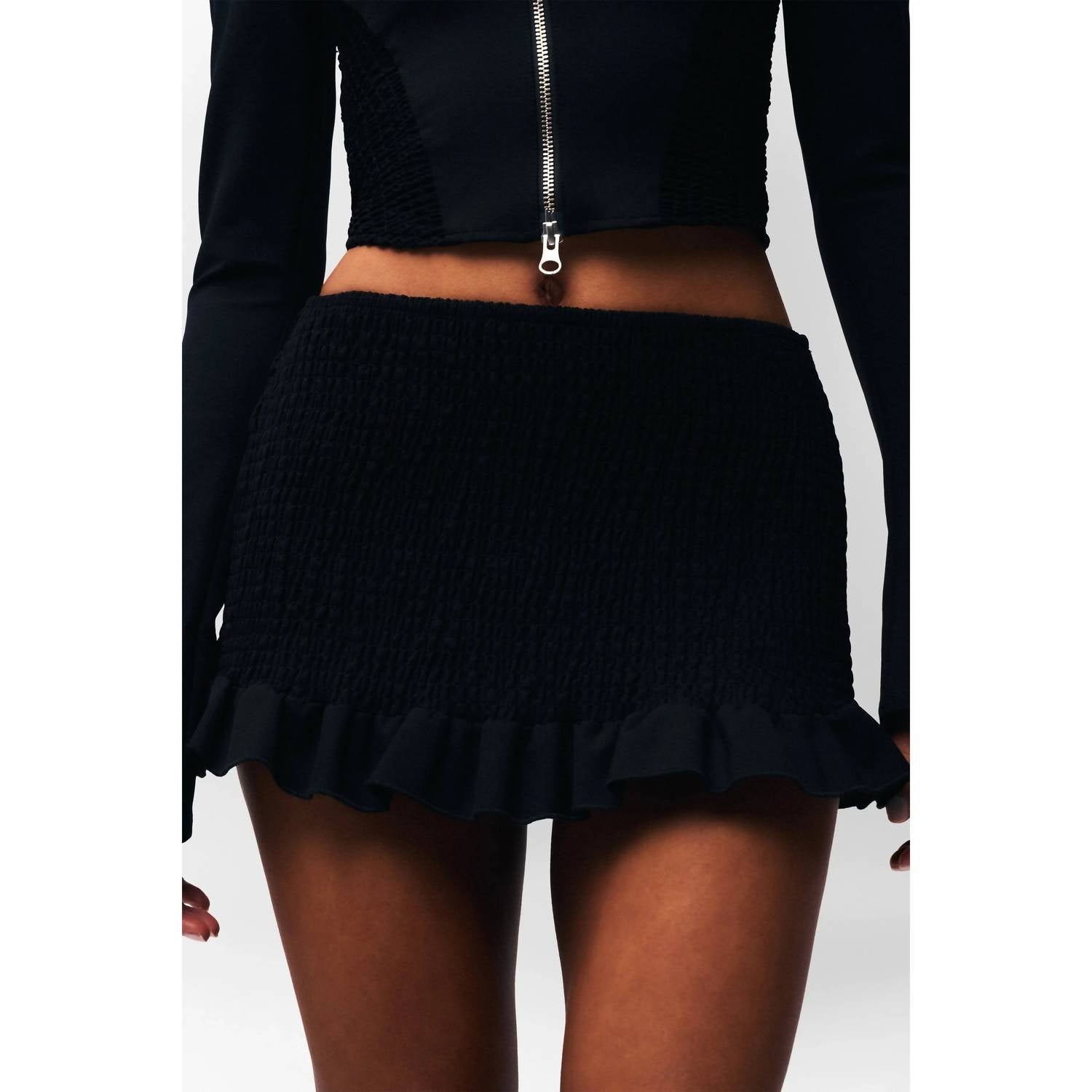 Guizio Apolline Smocked Skirt in black - women's skirt - alternate view