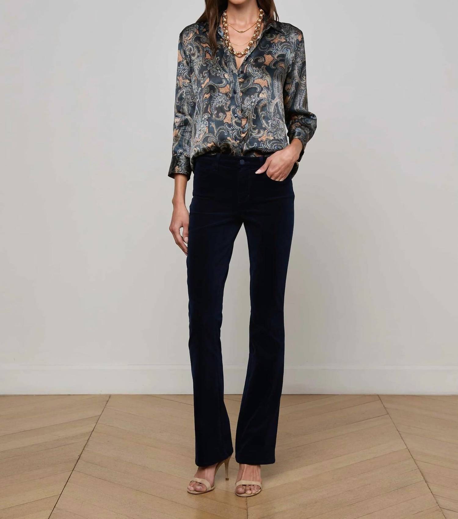 L'Agence - Women's Dani Quarter Sleeve Etched Paisley Blouse