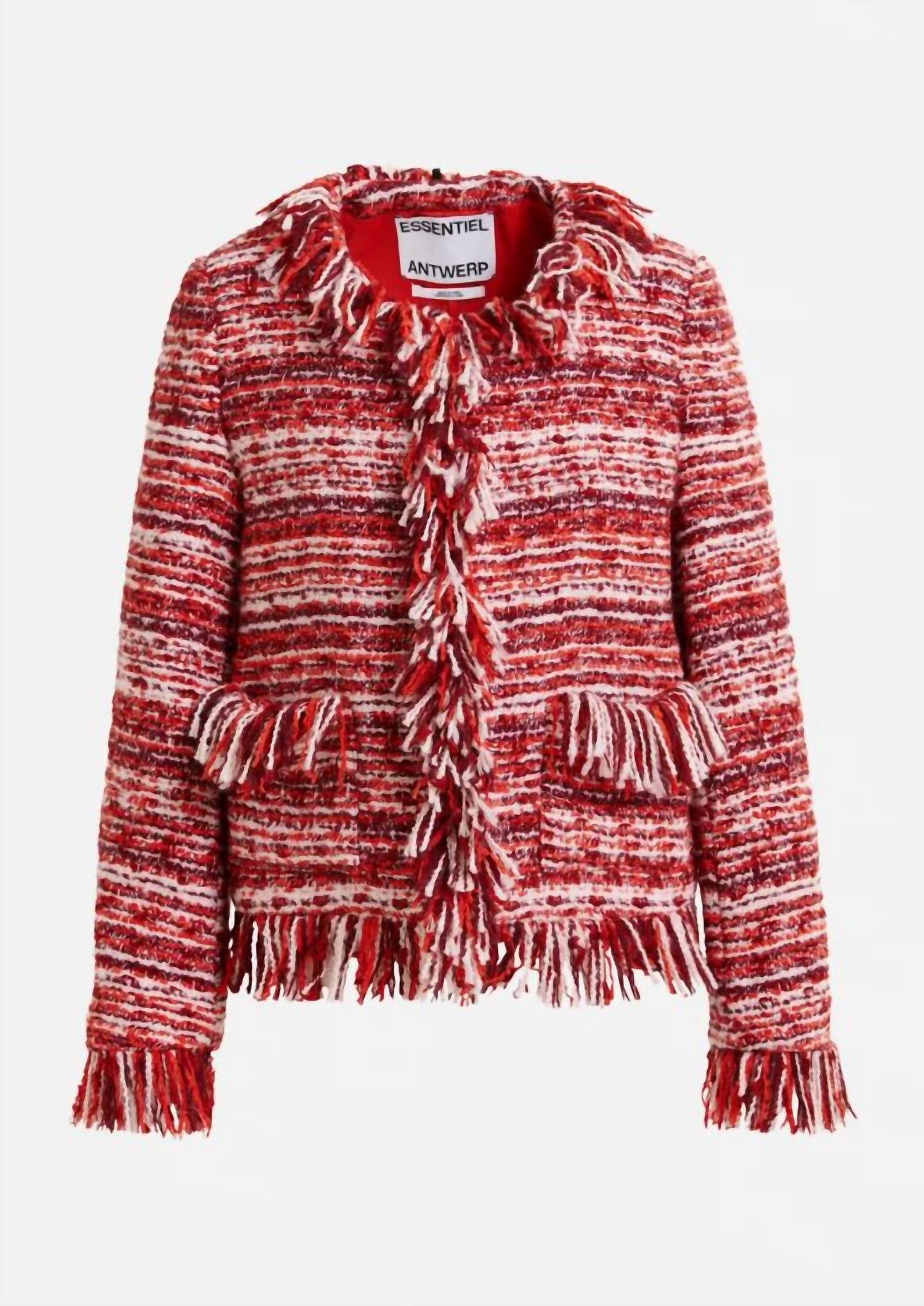 Essentiel Antwerp - Fringed Wool Blend Bouclé Jacket