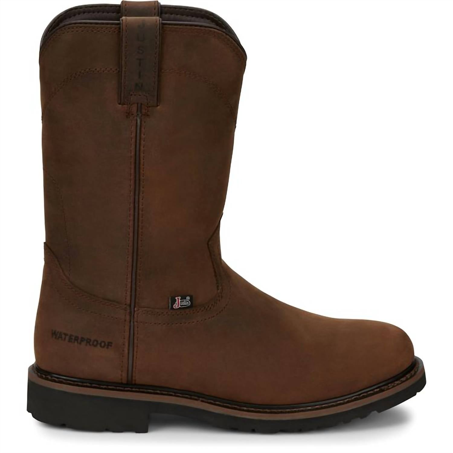 Justin Boots Men's Drywall Waterproof Boots in whiskey - men's boots - detail view