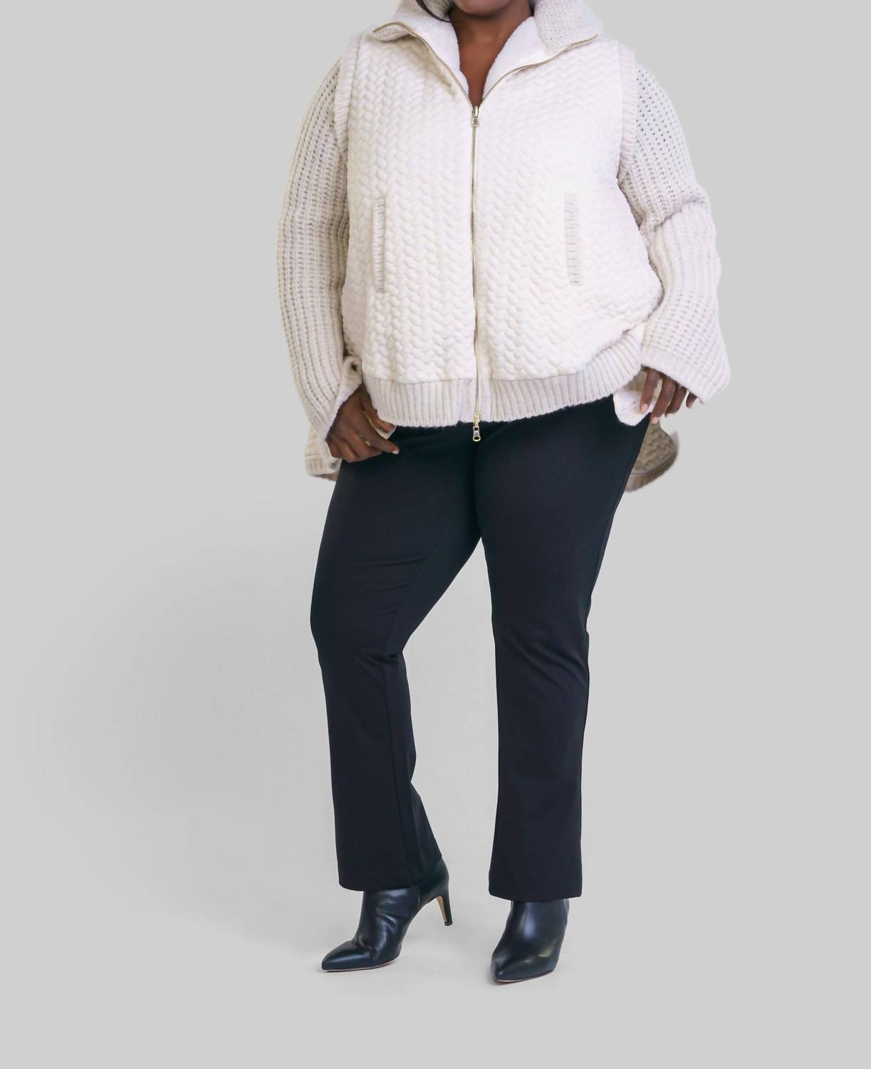 Tricot Chic - Swing Zip Up Jacket - Plus