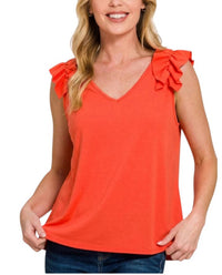 Bibi - Ruffle Shoulder Tank