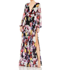 Mac Duggal - Flowy Chiffon Side Slit Dress