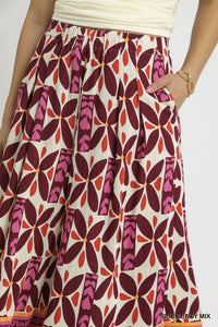 Umgee - Printed Wide Leg Skirt Pants