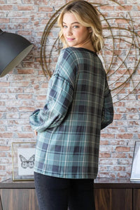 Heimish Usa - Plaid Top With Button Front