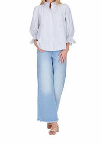 Joy Joy - White Stripe Poplin Top