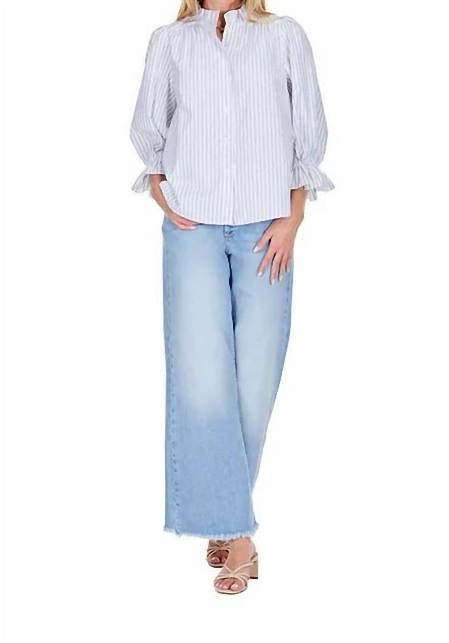 Joy Joy - White Stripe Poplin Top