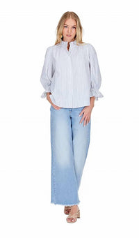 Joy Joy - White Stripe Poplin Top