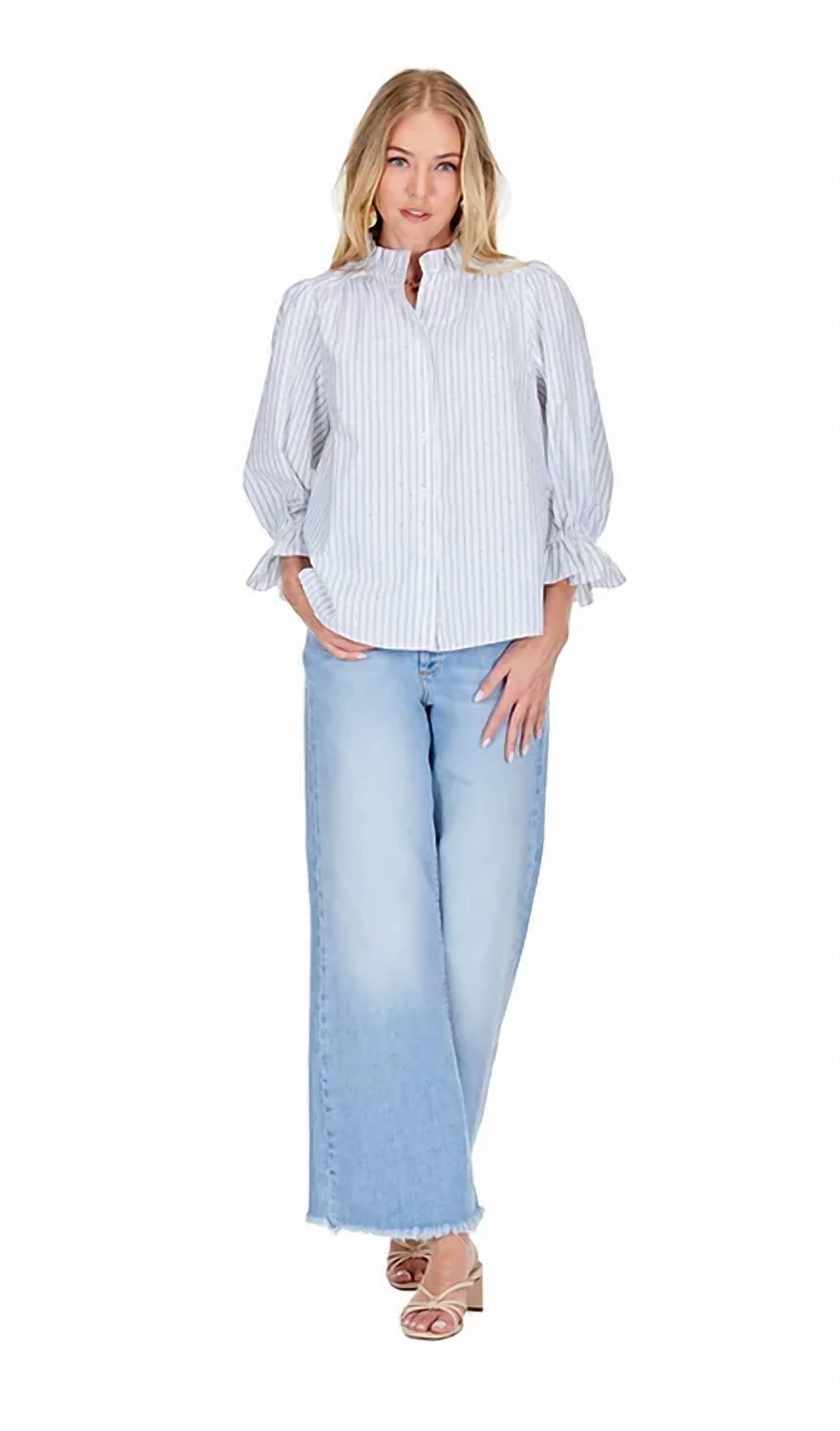 Joy Joy - White Stripe Poplin Top