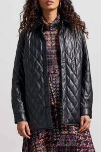 Tribal - Quilted Pleather Shirt Jacket
