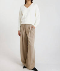 Brodie Cashmere Matilda V-neck Cashmere Jumper in antique white - women's sweater