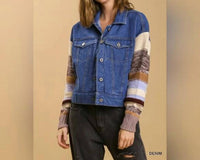 Umgee - Denim Jacket with Sweater Sleeve