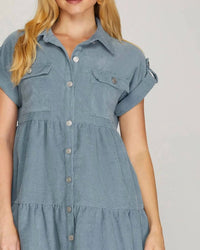 She + Sky - Button Down Corduroy Dress