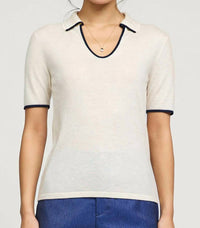 Current Air - U-shape Polo Short Sleeve Knit Top