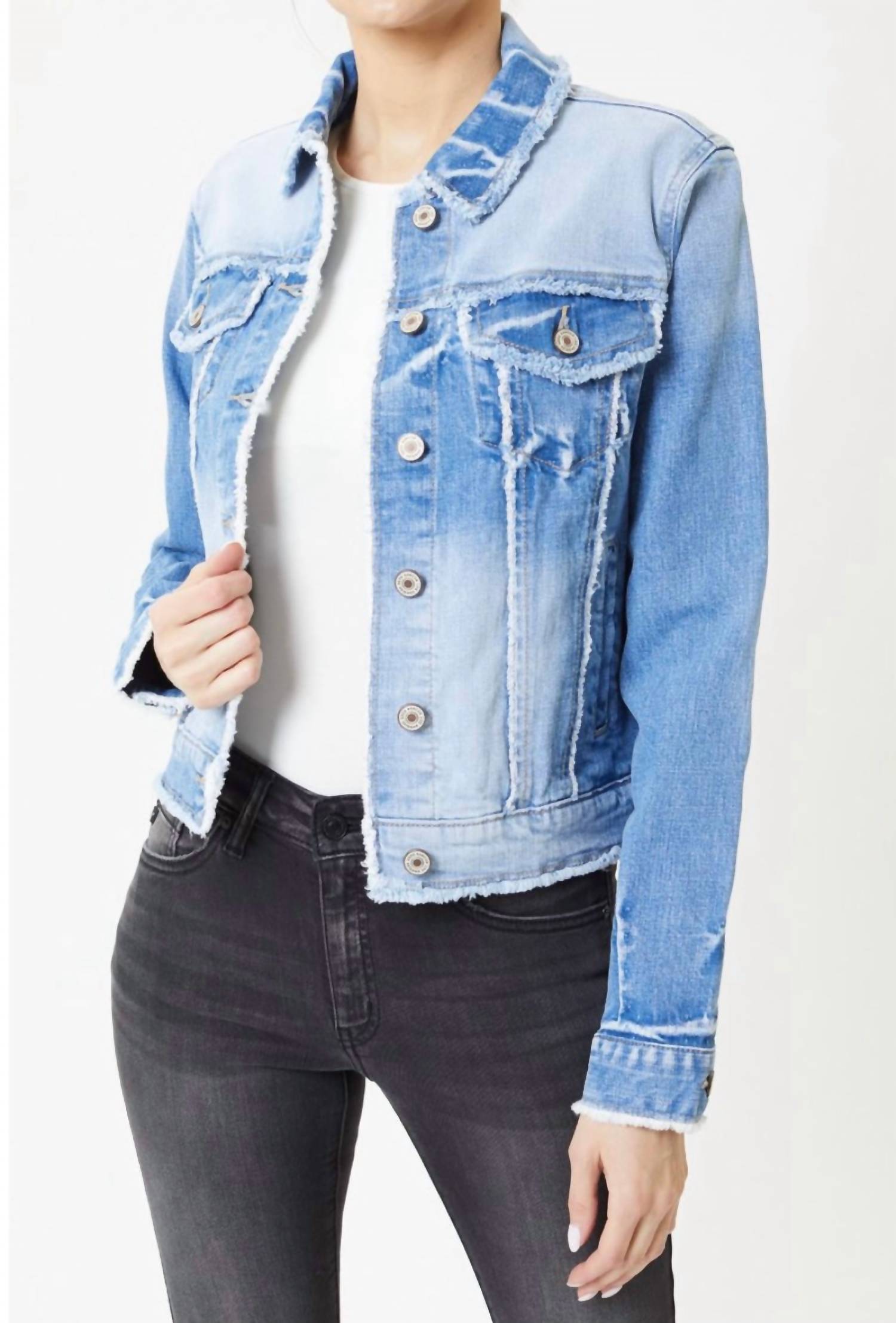 Kancan - Taylor Frayed Seam Denim Jacket